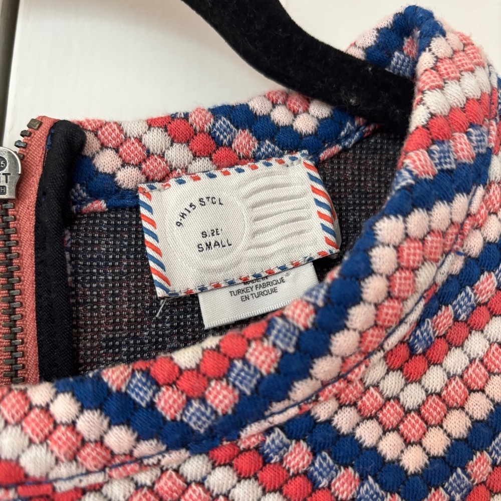 Anthropologie Postmark 9-H15 StCL Zig Zag Top Pink Chevron Dot Womens Size Small - Picture 4 of 12